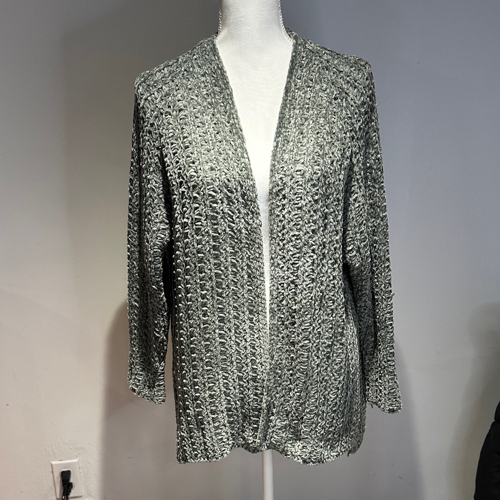 Women's Green Open-Front Sweater